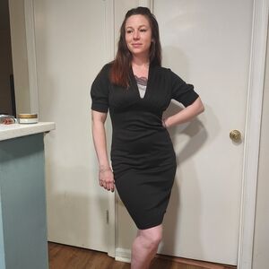 Black V-Neck Sheath Dress for Women